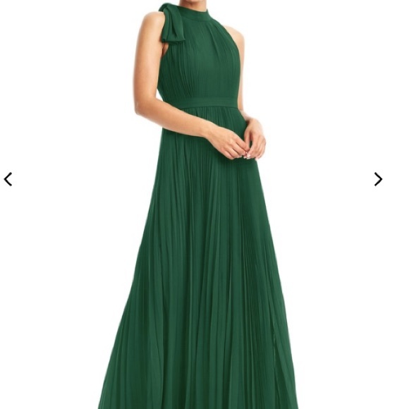 dark green pleated dress